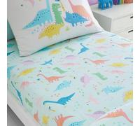 Catherine Lansfield Kids Dinosaur Friends Double Fitted Sheet Blue