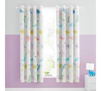 'Dinosaur Friends' Reversible Eyelet Curtains Catherine Lansfield Natural 168cm width x 183cm drop