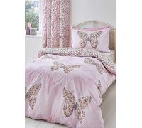 Catherine Lansfield Enchanted Butterfly Reversible Single Duvet Cover Set with Pillowcase Pink