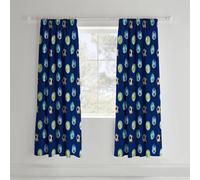 Catherine Lansfield Kids Football 66x72 Inch Lined Pencil Pleat Curtains Two Panels Blue