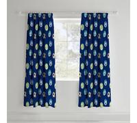 Catherine Lansfield Kids Football 66x72 Inch Lined Pencil Pleat Curtains Two Panels Blue