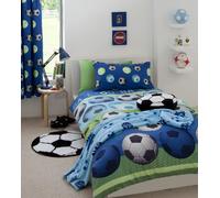 Catherine Lansfield Kids Football Double Quiltset, Blue