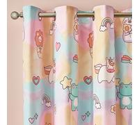 Catherine Lansfield Kids Forever Together Fully Reversible 66 x 72 Inch Eyelet Curtains Two Panels Pastel