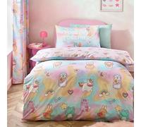 Catherine Lansfield Kids Forever Together Reversible Single Duvet Cover Set with Pillowcase Pastel