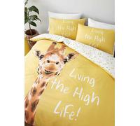 Catherine Lansfield Giraffe Yellow Children's Double Duvet Cover Set