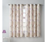 Catherine Lansfield Kids Happy Horses Fully Reversible 66x72 Inch Eyelet Curtains Two Panels Cream