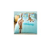 Catherine Lansfield Kids Havin A Giraffe Reversible King Duvet Cover Set with Pillowcases Aqua Blue