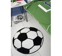 Catherine Lansfield Kids It's A Goal Football Shaped Rug Blk/white