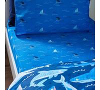 'Jawsome Shark' Fitted Sheet Catherine Lansfield Navy Double Fitted
