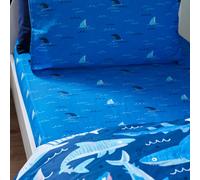 Catherine Lansfield 'Jawsome Shark' Fitted Sheet in Blue | Size: Junior Catherine Lansfield Blue Junior