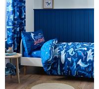 Catherine Lansfield Kids Jawsome Shark Reversible Junior Duvet Cover Set With Pillowcase Navy Blue
