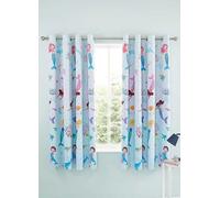 Catherine Lansfield Mermaid 66x72 Inch Fully Reversible Two Curtain Panels Blue/Pink