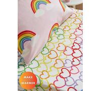 Catherine Lansfield Kids Rainbow Hearts Cosy Fleece Fitted Sheet Pink