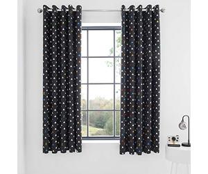 Catherine Lansfield Kids Sleep Black Out 66x72 Inch Eyelet Curtain Pair Multi