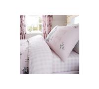 Catherine Lansfield Kids Woodland Friends Check Double Fitted Sheet White Pink