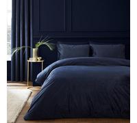 Catherine Lansfield Kingsley Soft Matt Velvet Super King Duvet Cover Set with Pillowcases, Navy Blue