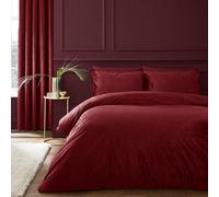Catherine Lansfield Kingsley Soft Matt Velvet Super King Duvet Cover Set with Pillowcases Raspberry