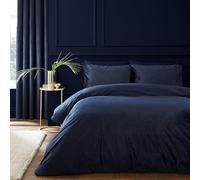 Catherine Lansfield Kingsley Matt Velvet Double Duvet Cover Set Navy Blue