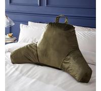 'Kingsley Matt Velvet' High Back Cuddle Cushion Back Rest Catherine Lansfield Olive One Size