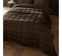 Catherine Lansfield Kingsley Matt Velvet Quilted 220x220cm Bedspread Chocolate
