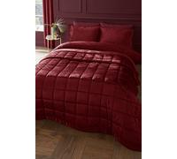 Catherine Lansfield Kingsley Matt Velvet Quilted Bedspread 220x220 cm Red