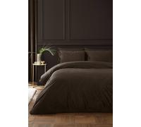 Catherine Lansfield Kingsley Soft Matt Velvet Duvet Cover Set Single Brown