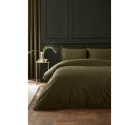 Catherine Lansfield 'Kingsley' Soft Matt Velvet Duvet Cover Set in Olive | Size: Double Catherine Lansfield Olive Double