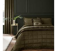 Catherine Lansfield 'Kingsley' Soft Matt Velvet Duvet Cover Set in Olive | Size: King Catherine Lansfield Olive King