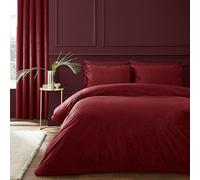 Catherine Lansfield Duvet Cover Set Kingsley Soft Matt Velvet Raspberry King with Pillowcases
