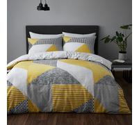 Catherine Lansfield Larsson Geo Easy Care Duvet/Bedding Set Ochre / Yellow