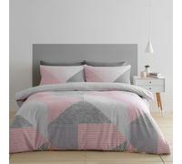Catherine Lansfield Bedding Larsson Geo King Duvet Cover Set with Pillowcases Pink