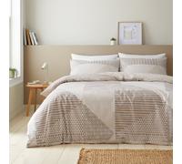 Catherine Lansfield Larsson Geo Reversible Single Duvet Cover Set with Pillowcase Natural