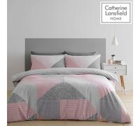 Catherine Lansfield Larsson Geo Duvet Cover Set Pink