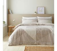 Catherine Lansfield Larsson Geo Reversible Double Duvet Cover Set with Pillowcase Natural