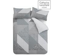 Catherine Lansfield Bedding Larsson Geo King Duvet Cover Set with Pillowcases Grey