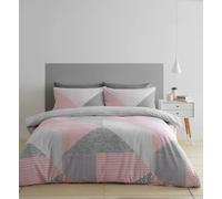 Catherine Lansfield Larsson Geometric Easy Care Double Duvet Cover Set, Pink