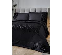 Catherine Lansfield Lattice Cut Velvet Quilted Bedspread - Black