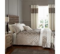Catherine Lansfield Lattice Cut Velvet Double Duvet Cover Set with Pillowcases Natural