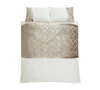 Catherine Lansfield Lattice Cut Velvet Duvet Cover Bedroom Collection Natural
