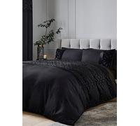 Catherine Lansfield Lattice Cut Velvet Duvet Cover Set In Black Black