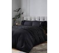 'Lattice Cut Velvet' Duvet Set Catherine Lansfield Black Double