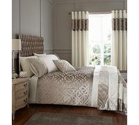 Catherine Lansfield Lattice Cut Velvet King Duvet Cover Set with Pillowcase Natural