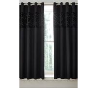 Catherine Lansfield 'Lattice Cut Velvet' Lined Eyelet Curtains in Black | Size: 168 cm width x 183 cm drop Catherine Lansfield Black 168 cm width x 183 cm drop