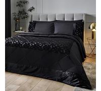 Catherine Lansfield Lattice Cut Velvet Quilted 220x230cm Bedspread Black
