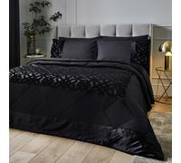 Catherine Lansfield Lattice Cut Velvet Quilted Bedspread - Black