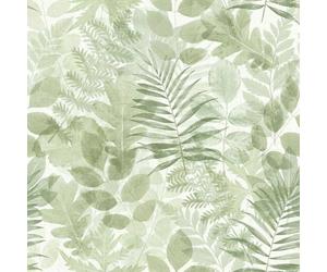 Catherine Lansfield Leaves Muriva Wallpaper in Green Catherine Lansfield Green