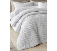 Catherine Lansfield Lennon Stripe Bedspread White