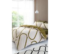 Catherine Lansfield 'Linear Curve Geometric' Duvet Set in Olive | Size: Double Catherine Lansfield Olive Double