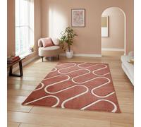 Catherine Lansfield Linear Curve Terracotta Rug- 120x170cm