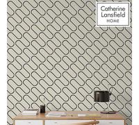 Catherine Lansfield Linear Curve Wallpaper Creamblack